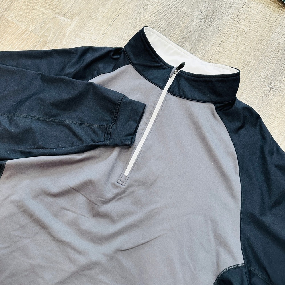 FootJoy Sweater Mens XL Quarter Zip Grey Black Performance Golf Pullover Sweater